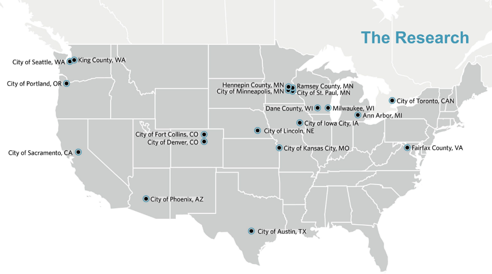 Localities examined in HDR's analysis of solid waste planning and climate action plans, which was detailed during a Jan. 24, 2023 webinar.